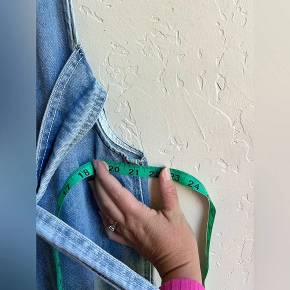 EE some denim maxi distressed overall dress LG boho casual retro pockets street - Picture 8 of 9